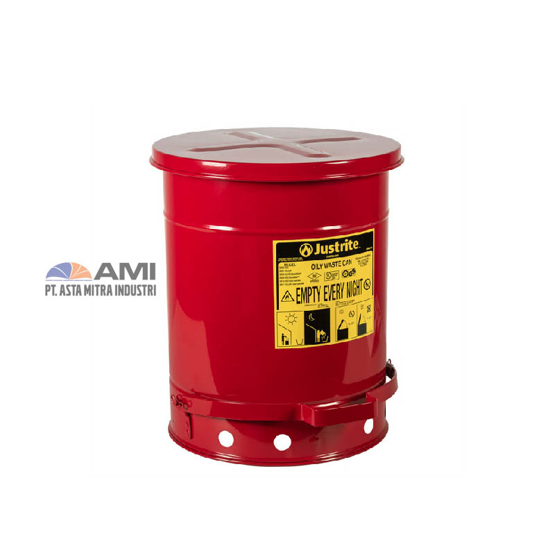 Oily Waste Can,10 gallon,foot-operated self-closing cover